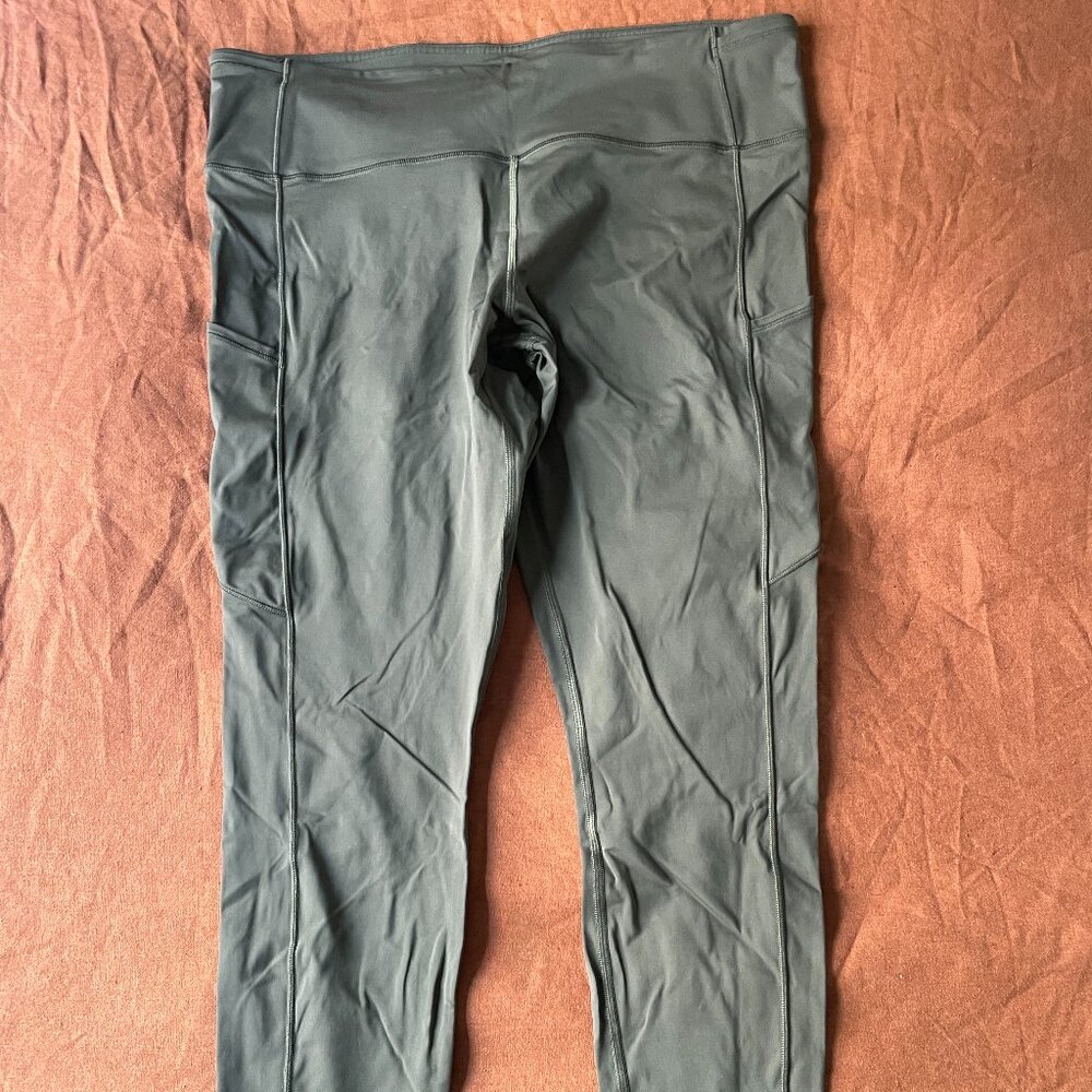 Lululemon Fast & Free Tight Leggings Non-Reflective Olive Green Sz 16 27"